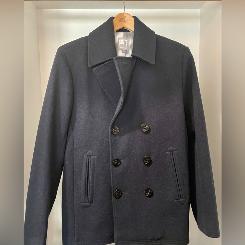Mens Navy Wool Pea Coat